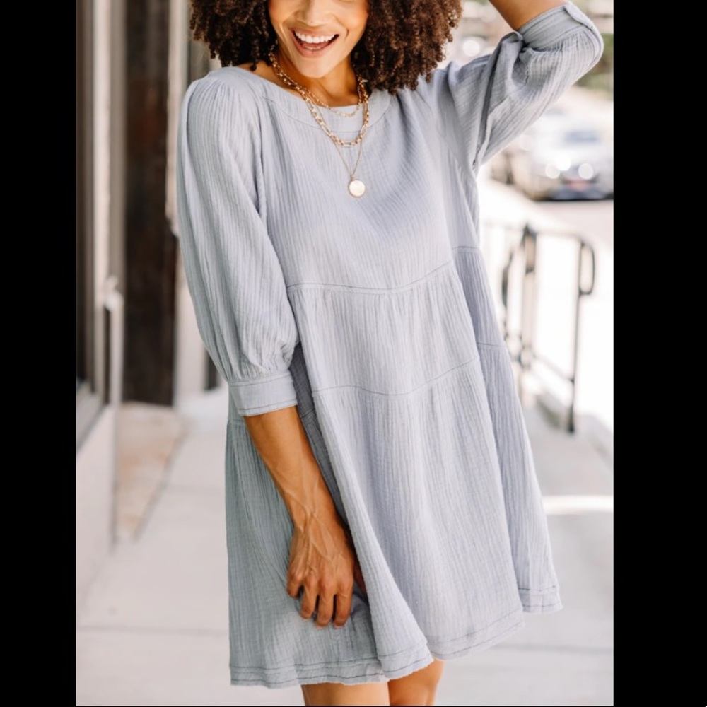 NWOT Mint Julep Boutique Blue Babydoll Dress